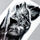 Татуировка на тело чёрная "Волк и рыцарь" 21х11,5 см - фото 10203946