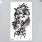 Татуировка на тело чёрная "Волк-оборотень" 11,5х21 см - фото 319895476