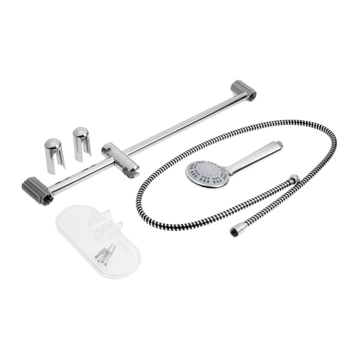 Душевая лейка со шлангом, стойкой, мыльницей и держателем, крепеж в комплекте. - фото 18556743