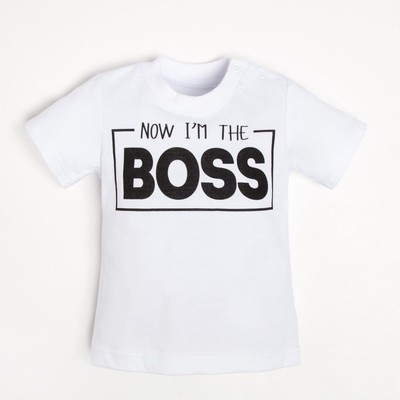 Футболка детская Крошка Я «Little Boss», рост 80-86 см, цвет белый