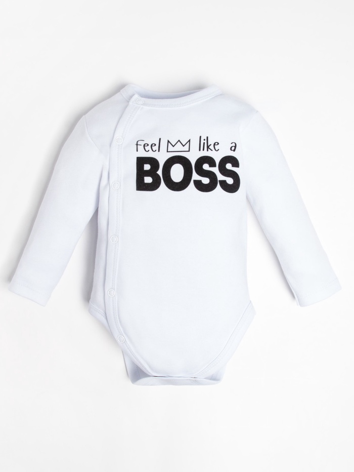 Боди детское с длинным рукавом Крошка Я "Little Boss", рост 80-86 см, цвет белый - Фото 1