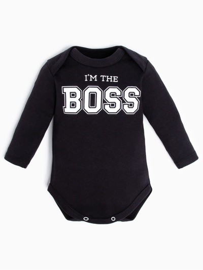 Боди детское с длинным рукавом Крошка Я «Little Boss», рост 68-74 см, цвет чёрный