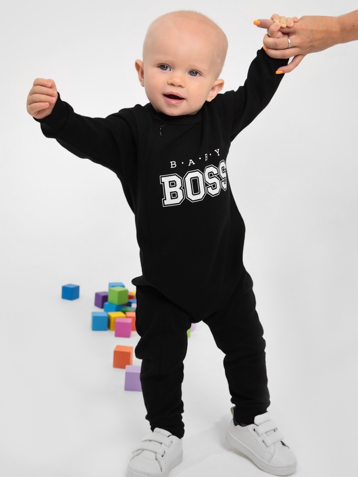 Комбинезон детский Крошка Я «Little Boss», рост 80-86 см, цвет чёрный - Фото 1