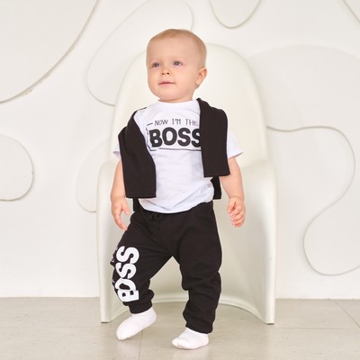 Брюки детские «Крошка Я» Little Boss, рост 68-74 см, чёрные