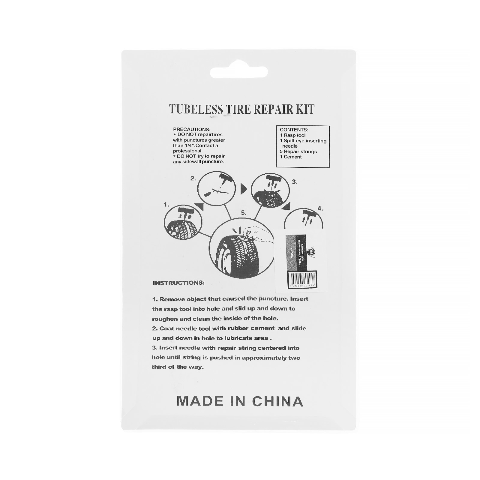 Комплект для ремонта бескамерных шин №1 TOPAUTO, 8 предметов, клей 12 г ...