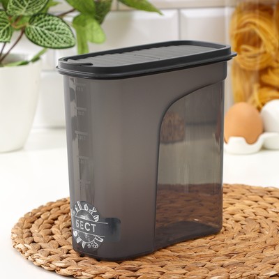 Ёмкость для хранения сыпучих продуктов IDEA «Бест», 2 л, 9.5×19 см, прозрачная, крышка серая