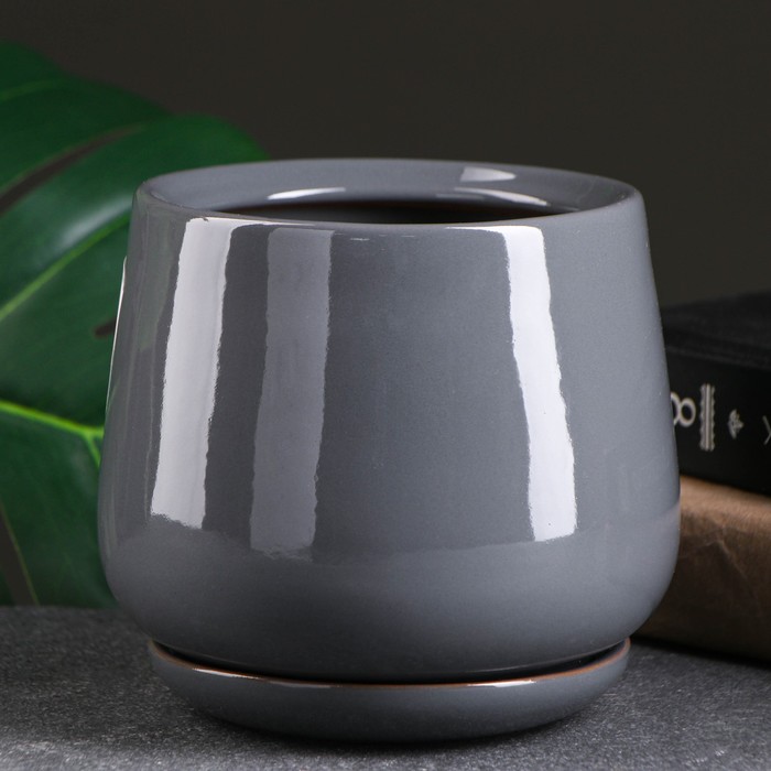 горшок цветочный Скарлет №3 1,2 л серый - Фото 1