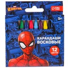 Восковые карандаши, набор 12 цветов, Человек-Паук - фото 8198342