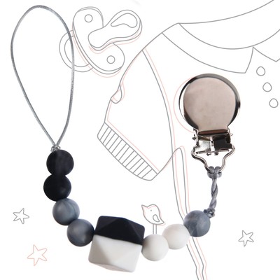 Держатель для соски - пустышки силиконовый Black&White