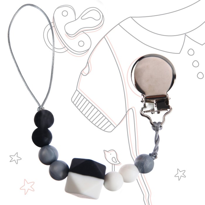 Держатель для соски - пустышки силиконовый Black&White - Фото 1