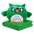 Мягкая игрушка + плед «Сова» зелёная, 30 см - фото 9951041
