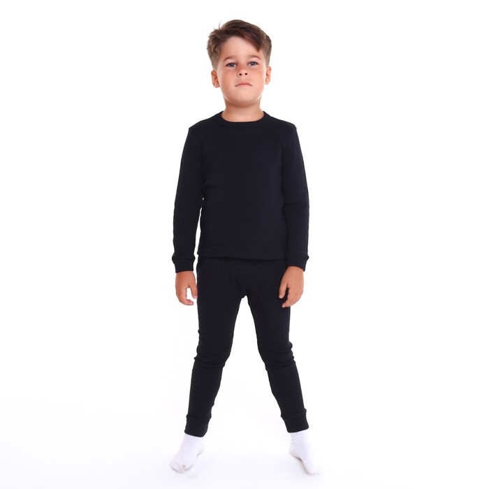 Термобельё детское (лонгслив, брюки), цвет чёрный, рост 146 см