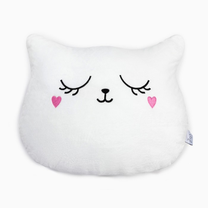 Подушка декоративная Этель «Кошка», цвет белый, 48х38см, велюр, 100% полиэстер - Фото 1