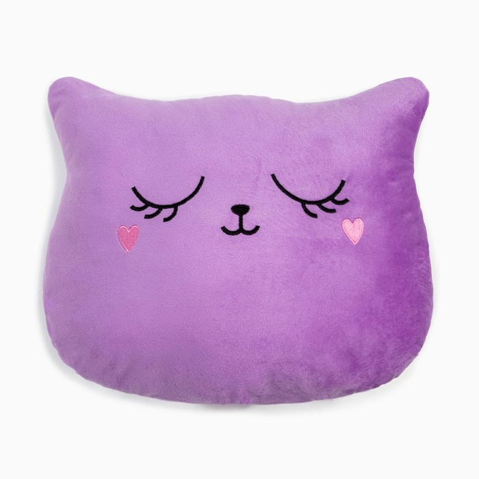Подушка декоративная Этель «Кошка», цвет фиолетовый, 48х38см, велюр, 100% полиэстер - фото 1907519387