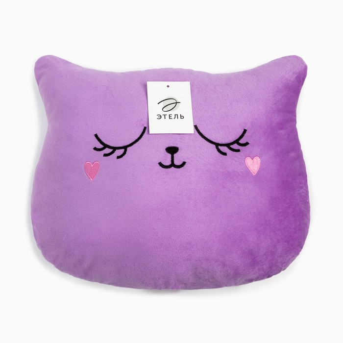 Подушка декоративная Этель «Кошка», цвет фиолетовый, 48х38см, велюр, 100% полиэстер - фото 1907519391