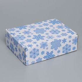 Коробка сборная «Снежинки», белый, 27 х 21 х 9 см, Новый год