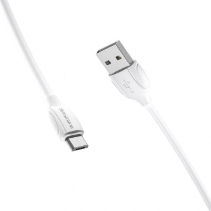 Кабель Borofone BX19, microUSB - USB,  2.4 А, 1 м, белый - фото 51457215