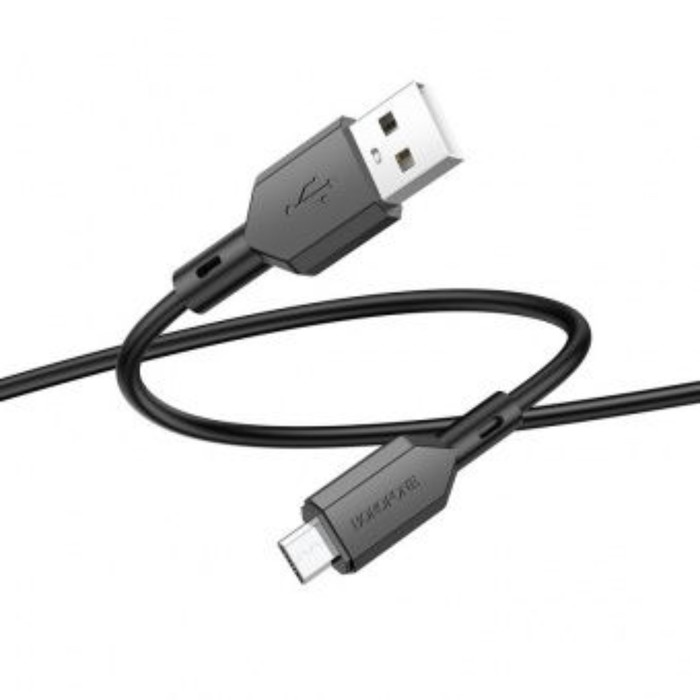 Кабель Borofone BX70, microUSB - USB,  2.4 А, 1 м, чёрный - фото 51457230