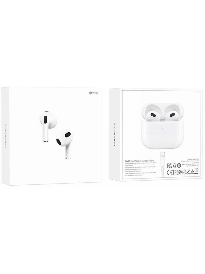 Наушники беспроводные Borofone BW20, вкладыши, TWS, микрофон, BT 5.1, 30/250 мАч белые - фото 51735071 Наушники беспроводные Borofone BW20, вкладыши, TWS, микрофон, BT 5.1, 30/250 мАч белые - фото 51735071