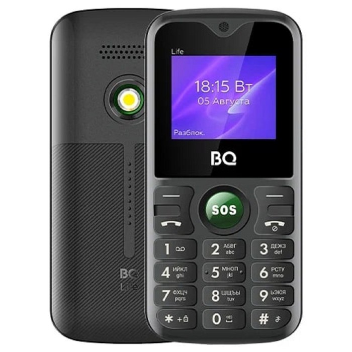 Сотовый телефон BQ M-1853 Life, 1.77, 2 sim, 32Мб, microSD, 600 мАч, фонарик, черно-зеленый