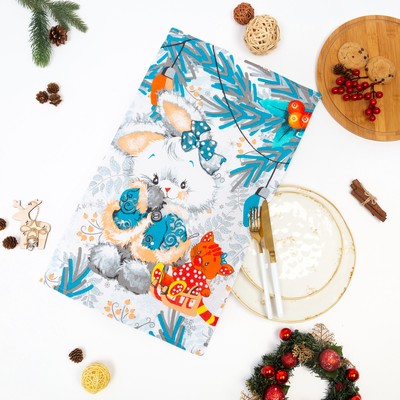 Полотенце 35х60 см, Рождественская прогулка, вафля, 160г/м2, хлопок 100%