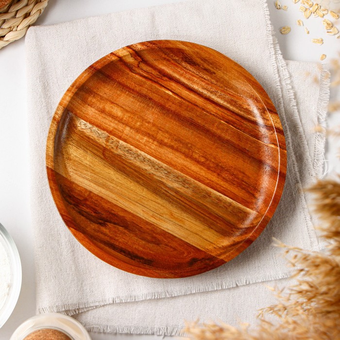 Тарелка Magistro Milk, d=20 см, дерево акация - Фото 1