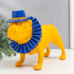 Сувенир полистоун "Бульдог в шляпе" жёлтый с синим 19х11,5х28,5 см