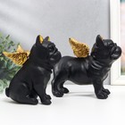 Сувенир полистоун "Бульдоги с крыльями" чёрный набор 2 шт 16,5х10,5х13,5 16,5х11,5х18,5 см - фото 23154113