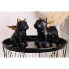 Сувенир полистоун "Бульдоги с крыльями" чёрный набор 2 шт 16,5х10,5х13,5 16,5х11,5х18,5 см - фото 23697912