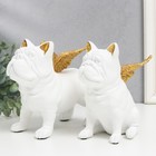 Сувенир полистоун "Бульдоги с крыльями" белый набор 2 шт 16,5х10,5х13,5 16,5х11,5х18,5 см - фото 21752008