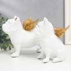 Сувенир полистоун "Бульдоги с крыльями" белый набор 2 шт 16,5х10,5х13,5 16,5х11,5х18,5 см - фото 21752009