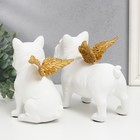 Сувенир полистоун "Бульдоги с крыльями" белый набор 2 шт 16,5х10,5х13,5 16,5х11,5х18,5 см - фото 21752010