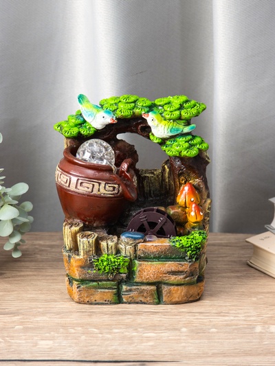 Фонтан настольный«Птички у мельницы, кувшин с рисунком», 10×14×19 см, с подсветкой