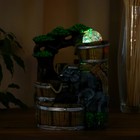 Фонтан "Слоники под деревом, бочки" 12х15х24 см (с подсветкой) 9087407