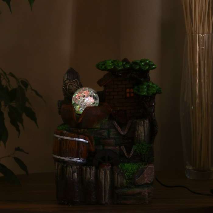 Фонтан "Тихое место, домик в лесу" 16х19х26 см (с подсветкой) - фото 1926495838