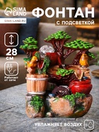 Фонтан настольный «Птички на брёвнышке у мельницы», 12×16×27 см, с подсветкой - Фото 1