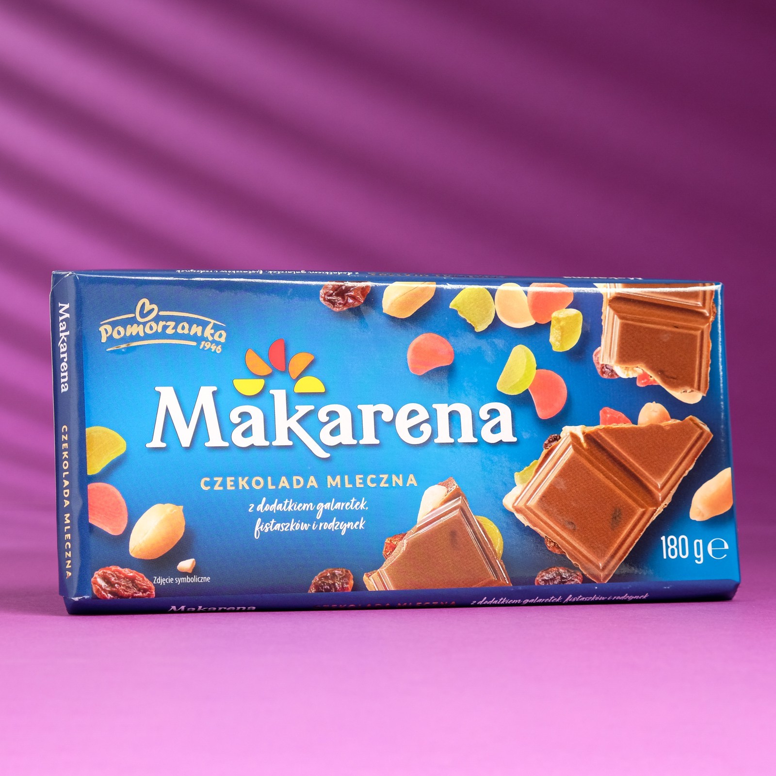 Шоколад молочный Makarena с мармеладом, арахисом, изюмом, апельсином ...
