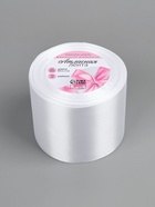 Лента атласная, 75 мм, 23±1 м, белая №01 - Фото 5