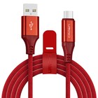 Кабель Crown CMCU-3103С, Type-C - USB, 2А, 1м, тканевая оплетка, металл, красный - фото 321360007