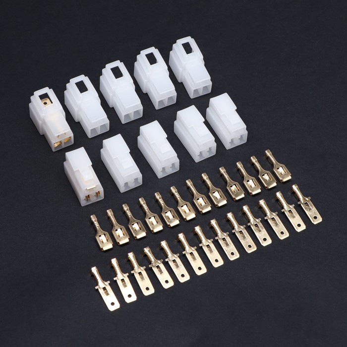 Разъем автомобильный, штекер-гнездо DJ7031-6.3-11/21, 3 контакта, набор 5 шт. - Фото 1