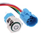 Выключатель, 12 В, 3 А, 5 pin, IP67, d 16мм, провод 15 см, зеленый - Фото 2