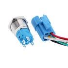 Выключатель, 12 В, 3 А, 5 pin, IP67, d 16мм, провод 15 см, зеленый - Фото 4