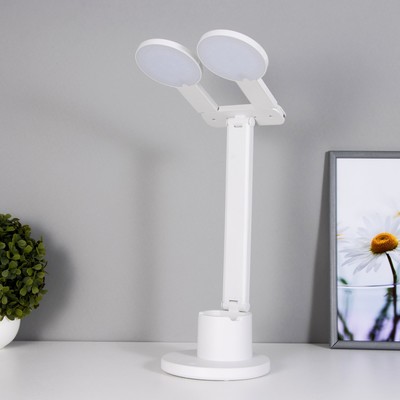 Настольная лампа RISALUX «Круги», сенсорная, с органайзером, LED, 20 Вт, АКБ, USB, белая, 44×36×15 см