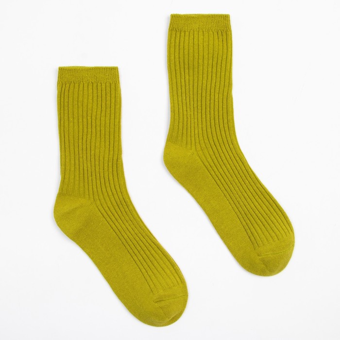 Носки детские однотонные MINAKU цв.желто-зеленый, р-р 19-20 см - Фото 1