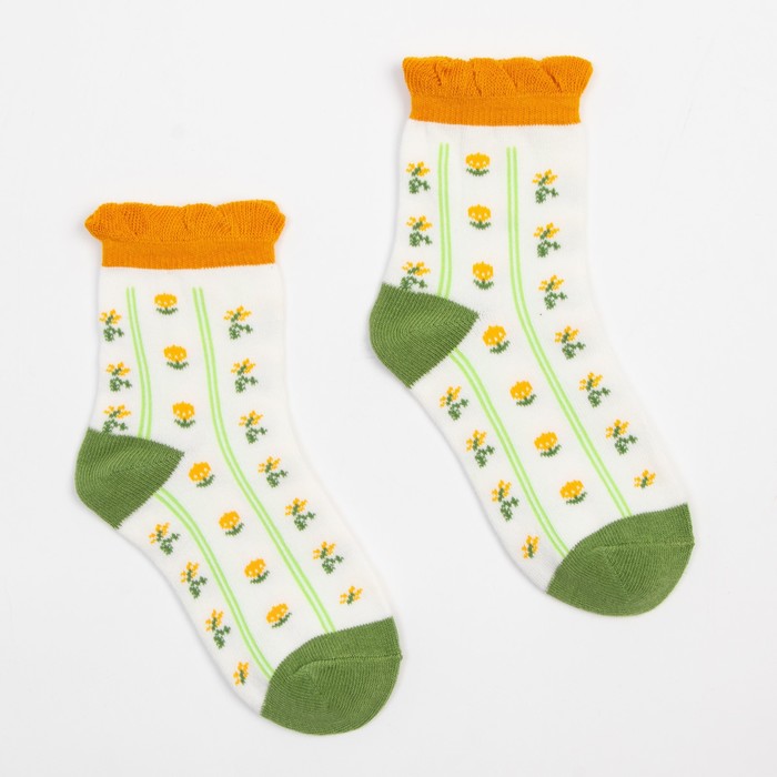 Носки детские MINAKU Цветы, белый, р-р 12-14 см - Фото 1