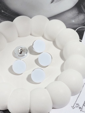 Пуговицы на ножке, пластиковые, d=15 мм, набор 10 шт., матовые, цвет белый, серебряный (комплект 2 шт)