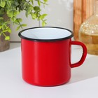 Кружка эмалированная, 400 мл, красная - Фото 1