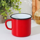 Кружка эмалированная, 400 мл, красная - Фото 2