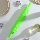 Скалка кондитерская «Листья», 39 см, рабочая часть 25 см, фактурная, цвет зелёный - Фото 1