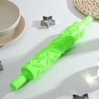 Скалка кондитерская «Листья», 39 см, рабочая часть 25 см, фактурная, цвет зелёный - Фото 3